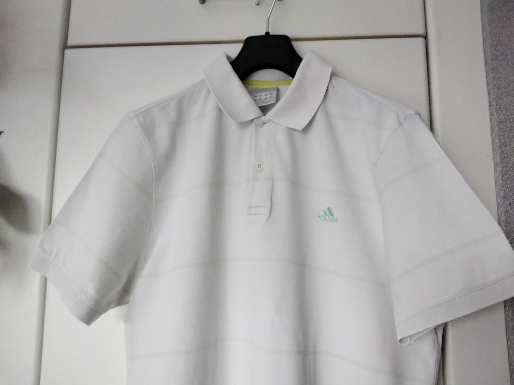 Polo ADIDAS hommes petites manches coton piqué /T. L., Enlèvement ou Envoi, ADIDAS, Blanc, Taille 52/54 (L)