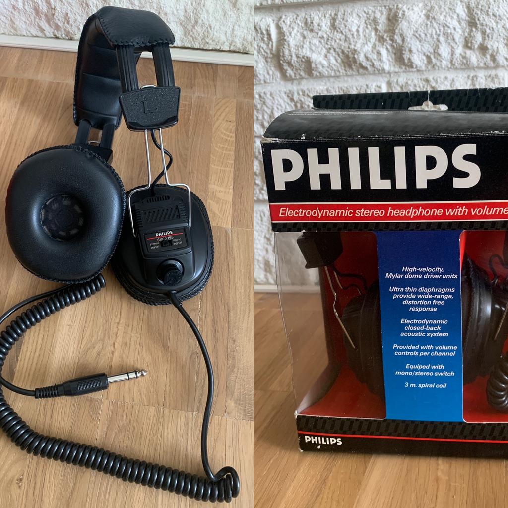 Philips SBC 3155 Vintage Koptelefoon – Werkend met doos, Ophalen of Verzenden, Zo goed als nieuw