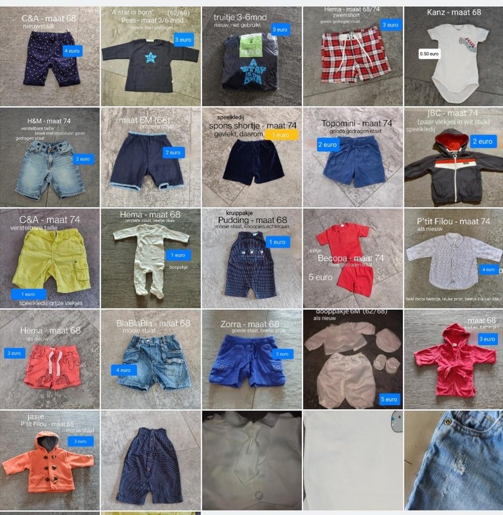 pakket babykleding maat 68 en 74, Kinderen en Baby's, Ophalen, Gebruikt, Maat 68