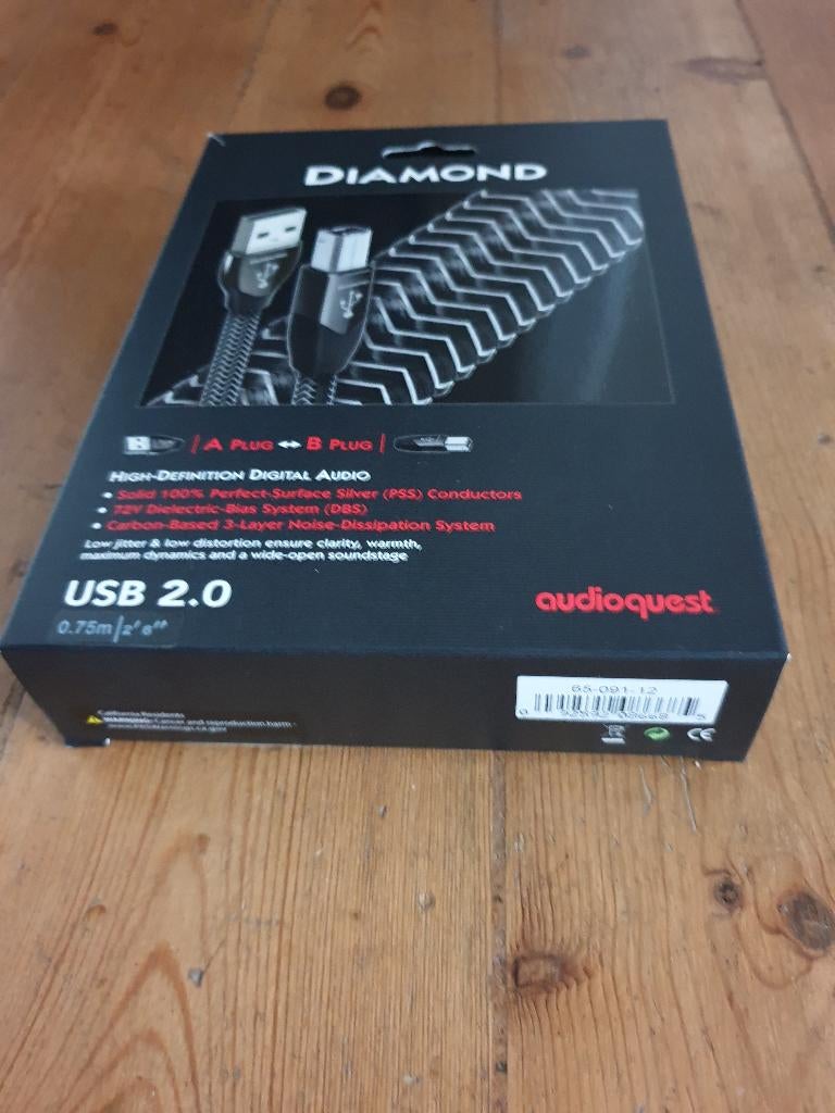 Audioquest Diamond USB A naar B-kabel (0,75 m), Audio, Tv en Foto, Audiokabels en Televisiekabels, Zo goed als nieuw, Overige kabels