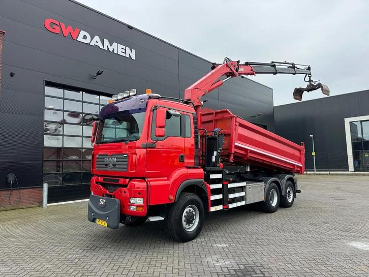 MAN TGA 28.440 6x4-4 BL Kipper / Kraan, Autos, Camions, Caméra de recul, Air conditionné, Phares antibrouillard, Caméra, MAN, Diesel