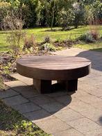 Massief houten brutalist salontafel – Ø75 cm – H30 cm, Brutalist, Moins de 50 cm, Rond, 50 à 100 cm