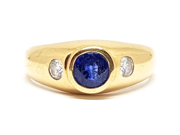 Diamant Saffier Ring 0.94ct., Bijoux, Sacs & Beauté, Bagues, Neuf, Femme, 17 à 18, Or, Or, Avec pierre précieuse, Enlèvement ou Envoi