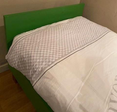 gratis bed met lattoflex 1p, Maison & Meubles, Chambre à coucher | Lits, Comme neuf, Une personne, 90 cm, Bois, Vert, Enlèvement