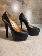 GIUSEPPE ZANOTTI Black Leather Platform Pumps 14cm Heel, Kleding | Dames, Pumps, Verzenden, Zwart, Zo goed als nieuw