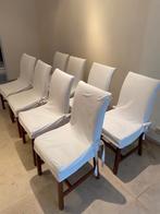 8 stoelen met overtrekhoezen, Huis en Inrichting, Stoelen, Ophalen, Wit, Zo goed als nieuw, Stof