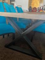 Eettafel met metalen onderstel, Ophalen, Gebruikt, 100 tot 150 cm, Vijf personen of meer