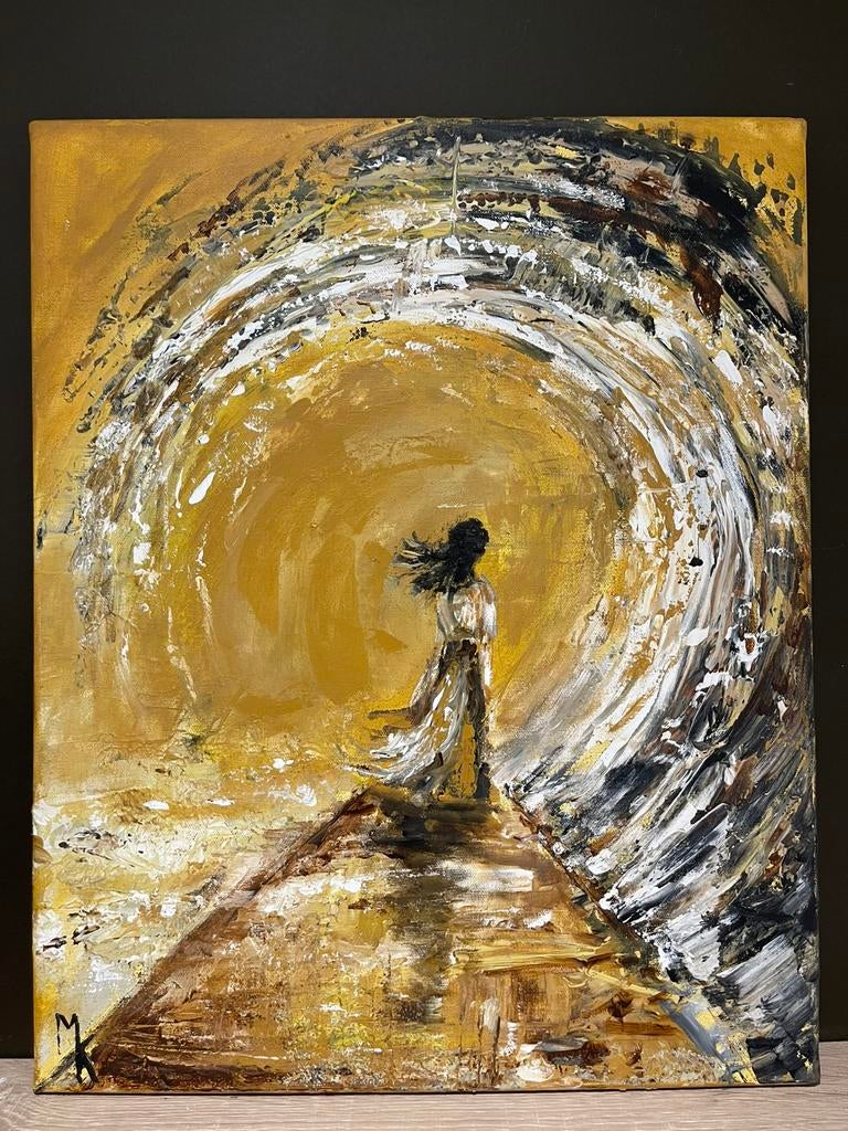 Origineel abstract schilderij Mk Art, Antiek en Kunst, Ophalen of Verzenden