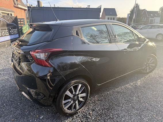 Nissan Micra 1.0i, 2018, 83.000km, Airco, CarPlay + 12m Gar, Zwart, Zwart, Onderhoudsboekje, ABS