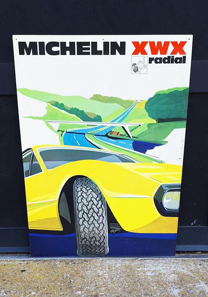 Vintage Michelin XWX Reclamebord., Collections, Marques & Objets publicitaires, Utilisé, Panneau publicitaire, Enlèvement