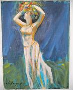 Huile sur Toile - Christian Hocquet - Nu / Danseuse, Antiquités & Art, Enlèvement ou Envoi
