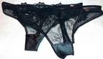String set 2 strings zwart kant Hunkemoller Noir S, Ophalen of Verzenden, Zwart, String