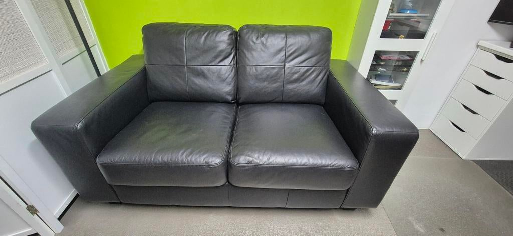 Canape 2 place Ikea Skogaby cuir noir