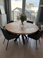 Ronde eettafel in mangohout, Ophalen, Zo goed als nieuw