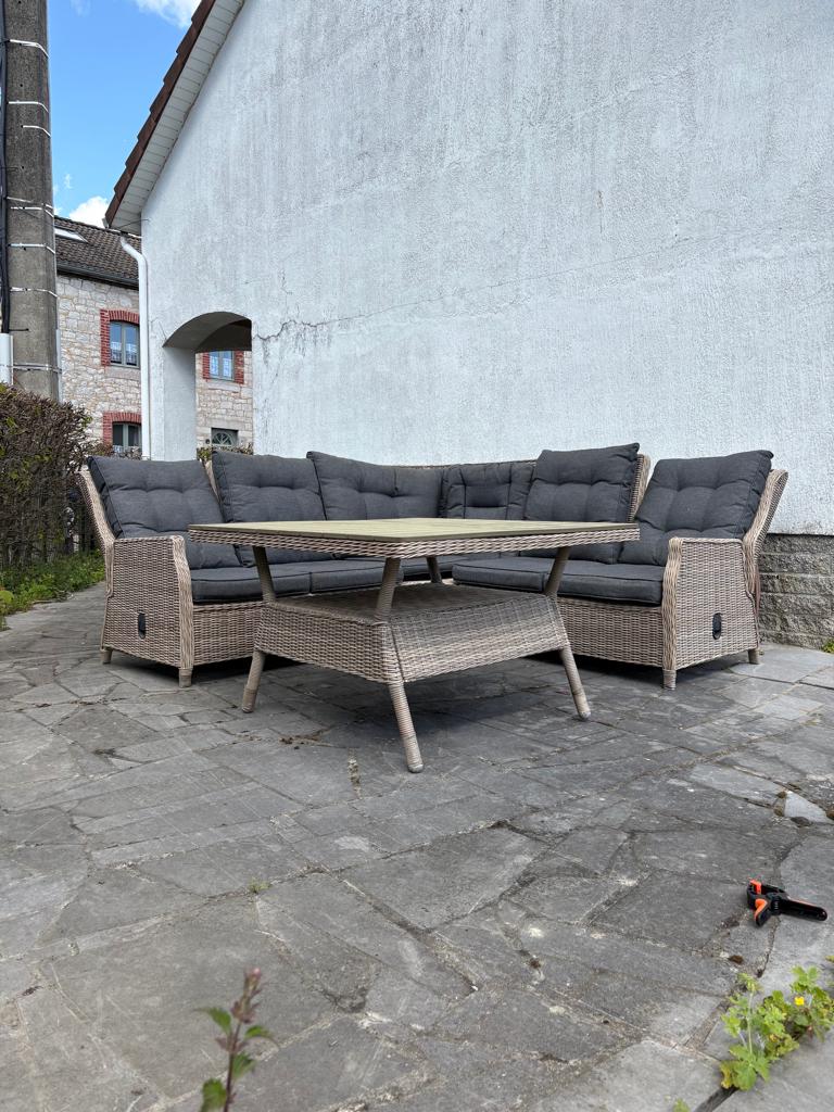 ensemble de salon, Jardin & Terrasse, 5 places, Osier, Comme neuf, Enlèvement