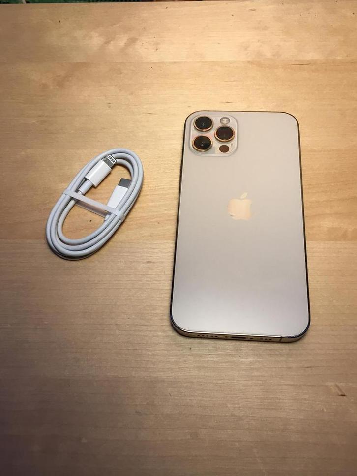 iPhone 12 pro, goud, 128GB + oplaadkabel, Telecommunicatie, Mobiele telefoons | Apple iPhone, Refurbished, 128 GB, Zonder abonnement