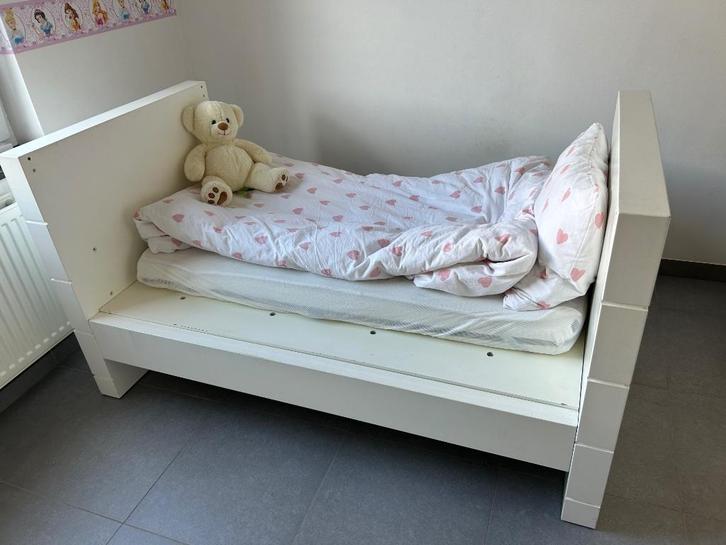 Ledikant meegroeibed Woodwork 70x140 (2 in 1 bedbankje), Kinderen en Baby's, Kinderkamer | Bedden, Gebruikt, 140 tot 160 cm, 70 tot 85 cm