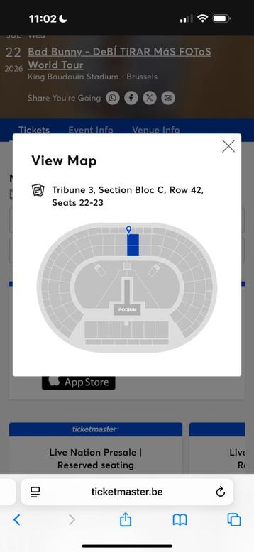 2 x Bad Bunny tickets Brussel, Tickets & Billets, Deux personnes, Juillet