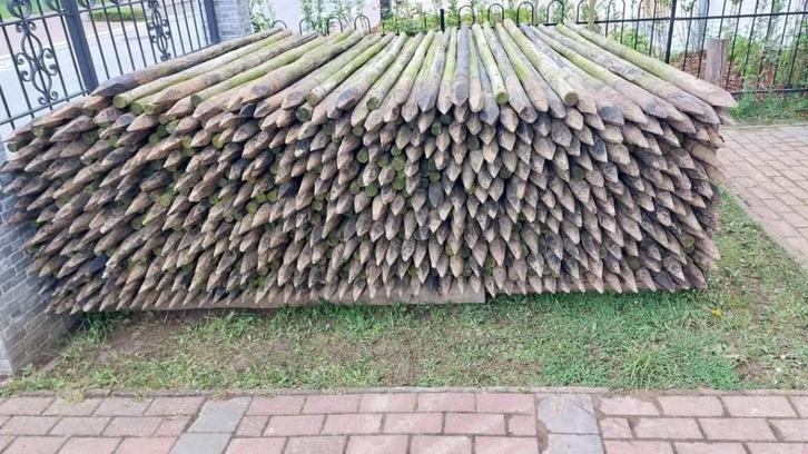 Houten Palen 2,5m, Tuin en Terras, Palen, Balken en Planken, Gebruikt, Palen, 250 cm of meer, Ophalen