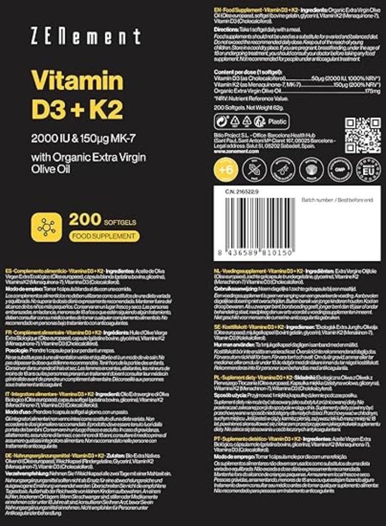 Vitamine D3 + K2 Cholecalciferol GRATIS LEVERING, Verzenden, Nieuw, Overige typen