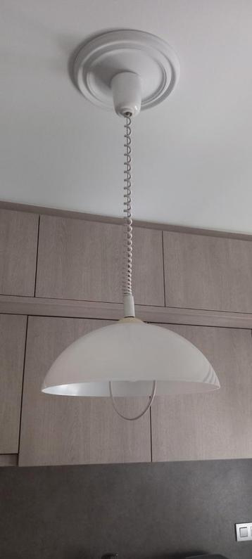 Plafondlamp witte glazen kap aanpasbare hoogte iamp incl. beschikbaar voor biedingen