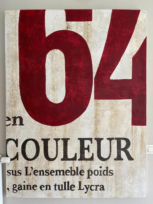 Grote canvas wanddecoratie gravure '64’, Huis en Inrichting, Woonaccessoires | Schilderijen, Tekeningen en Foto's, Zo goed als nieuw