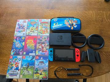 Nintendo Switch + 9 Jeux beschikbaar voor biedingen