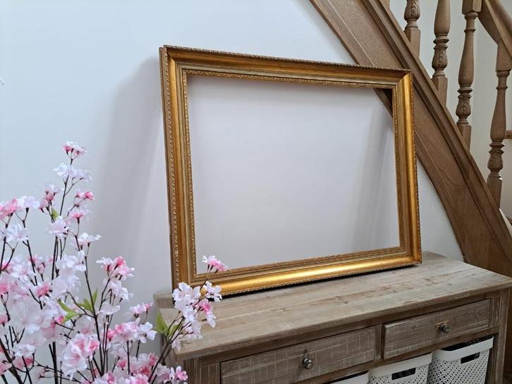 Lichte, goudkleurige lijst, Huis en Inrichting, Woonaccessoires | Lijsten, Gebruikt, 75 cm of meer, 75 tot 100 cm, Ophalen