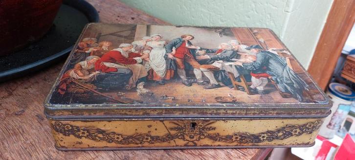 Prachtige oude blikken doos Superchocolade Jacques, Verzamelen, Blikken, Zo goed als nieuw, Koek(jes), Overige merken, Ophalen of Verzenden