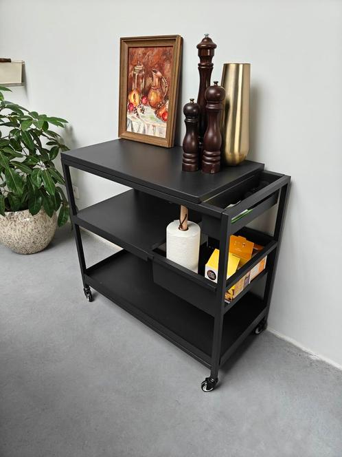 Trolley Ikea Trotten in staal antraciet, Huis en Inrichting, Tafels | Sidetables, Zo goed als nieuw, Ophalen