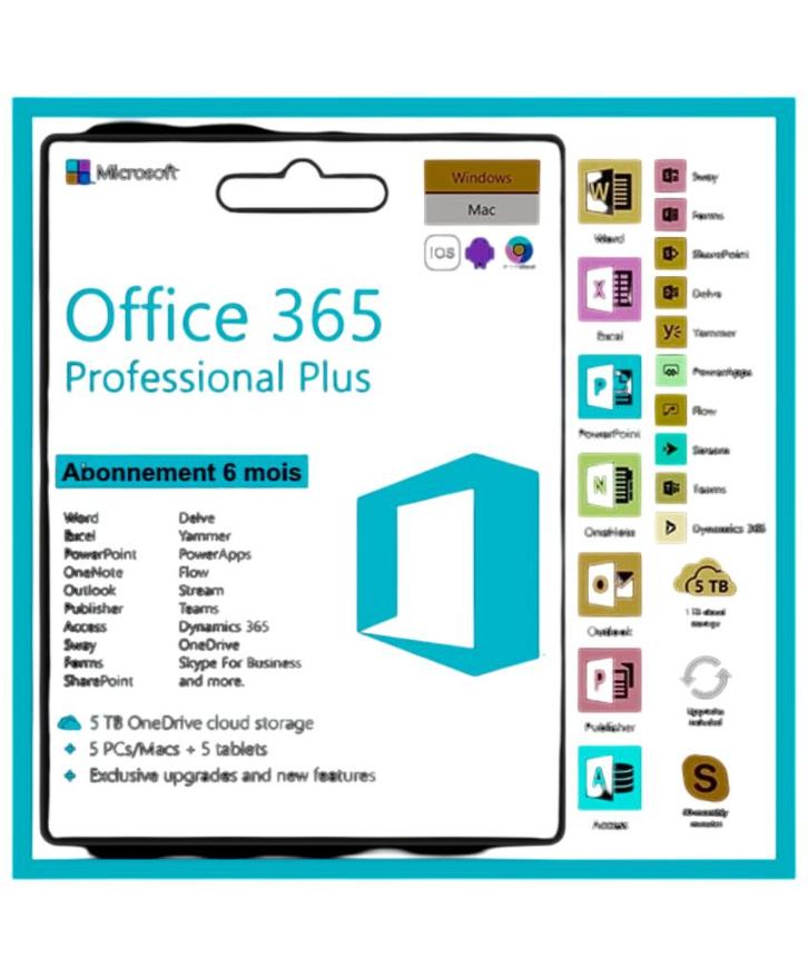Microsoft Office 365 (PC, Mac, iOS, Android, Chromebook) - V, Computers en Software, Office-software, Nieuw, Android, iOS, ChromeOS