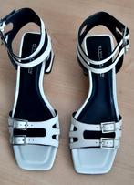 Witte lederen sandalen met vierkante hak - maat 38, Elvio Zanon, Wit, Nieuw, Sandalen of Muiltjes