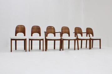 Vintage Deense eetkamer stoelen teakhout set van 6 beschikbaar voor biedingen