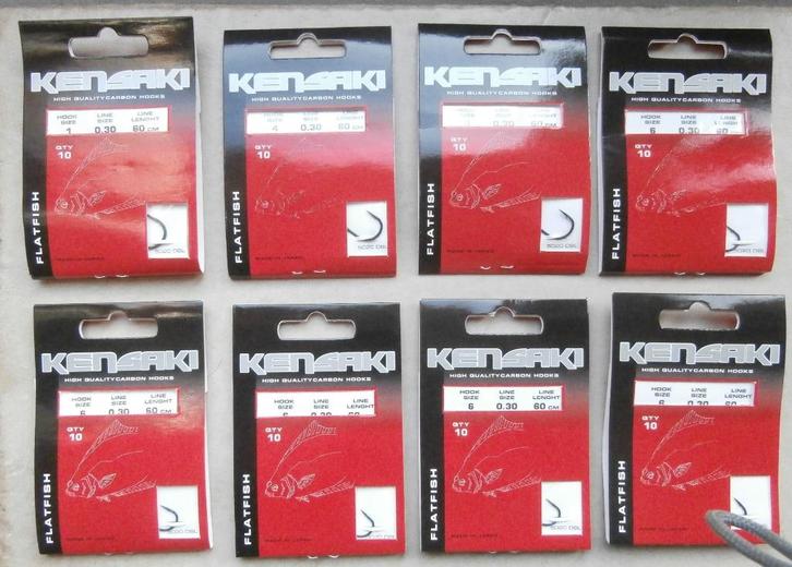 8 Kensaki onderlijnboekjes voor platvis; maat 6, 4 en 1, Watersport en Boten, Hengelsport | Zeevissen, Nieuw, Haak, Verzenden