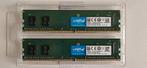 2x8GB DDR4-2666 Crucial, Informatique & Logiciels, Mémoire RAM, Enlèvement ou Envoi, DDR4, Utilisé, Desktop