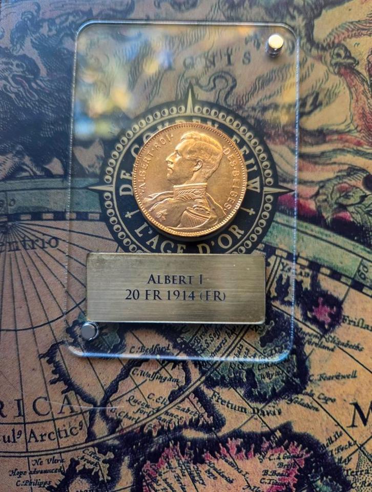 20 Francs Albert 1er (1914; FR; OR) SB+ Belgique, Postzegels en Munten, Munten | Europa | Euromunten, België, Goud, Ophalen of Verzenden