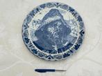 Delfts blauw wandbord met visser, Antiek en Kunst, Ophalen