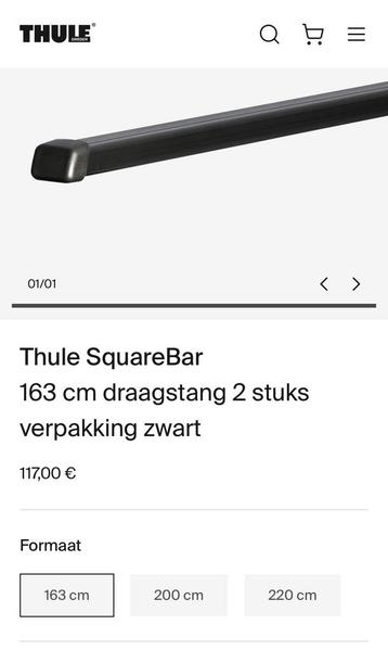 Thule Sauarebar 163cm dakdragers 