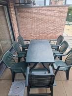 tuinset tafel, 6 stoelen, 1 plooistoel, Chaise, Salons de jardin, Synthétique, Utilisé