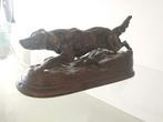 chien en bronze signer XIXÉME, Ophalen of Verzenden, Brons