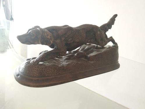 chien en bronze signer XIXÉME, Antiek en Kunst, Antiek | Brons en Koper, Brons, Ophalen of Verzenden