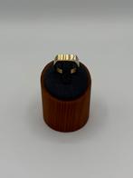 14k gouden dunne zegelring met witgoud detail, Handtassen en Accessoires, Ringen, 18 tot 19, Ophalen of Verzenden, Zo goed als nieuw
