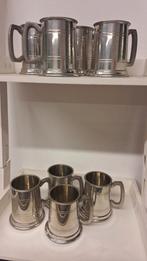 8x finest English pewter Sheffield tinnen bierbekers, Verzamelen, Ophalen, Gebruikt
