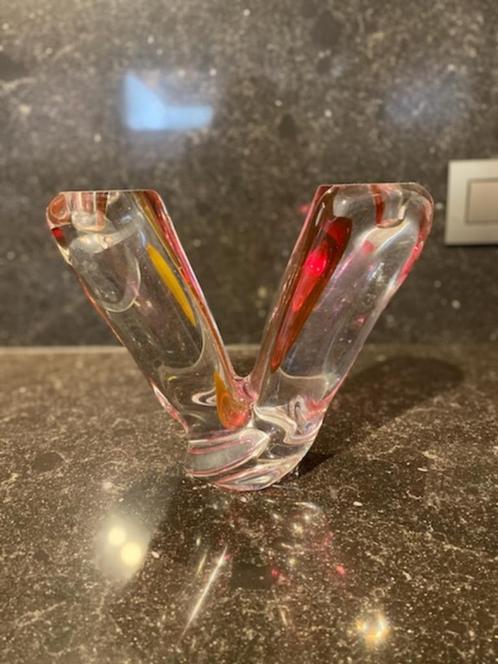 Bougeoir en cristal pour 2 bougies - Val Saint Lambert, Antiquités & Art, Antiquités | Bougeoirs, Verre, Enlèvement ou Envoi