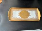 Plateau rectangulaire fine porcelaine incrustée à l’or fin, Ophalen