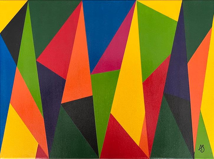 Kleurrijke Harmonie, Antiek en Kunst, Kunst | Schilderijen | Abstract, Ophalen of Verzenden