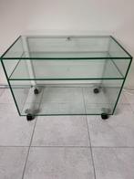 Glazen TV meubelkastje op wieltjes, Ophalen, Zo goed als nieuw, Glas, Modern