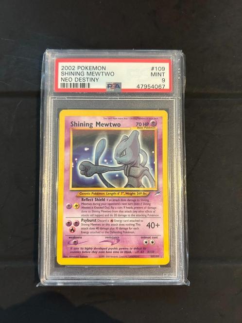 109/105 shining mewtwo psa 9 € 1.200,00 holo, Hobby en Vrije tijd, Verzamelkaartspellen | Pokémon, Losse kaart, Ophalen of Verzenden
