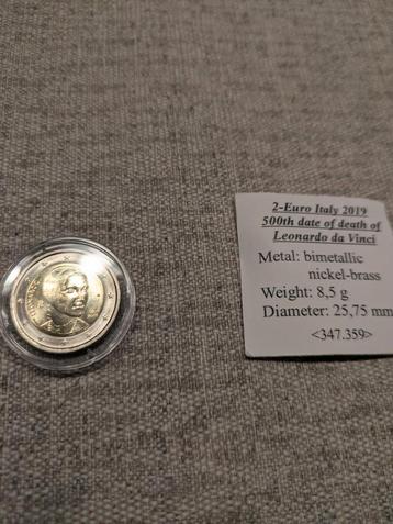 2 euros Italie 2019 500e anniversaire de la mort de Léonard  disponible aux enchères