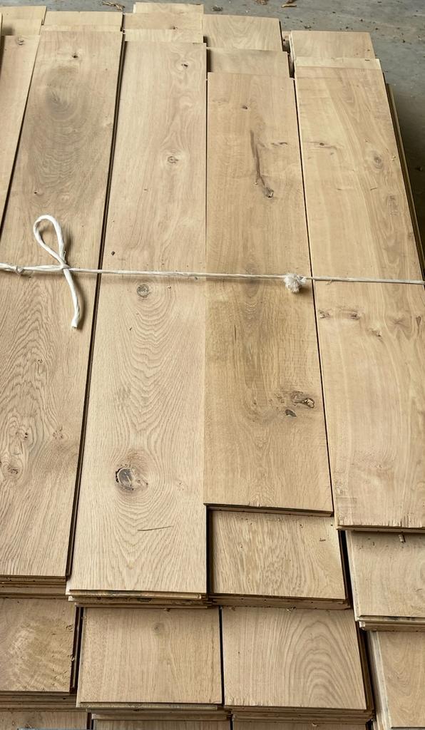 Oud eiken parket – massief Frans eik, 19 cm breed 34 m2., Bricolage & Construction, Planches & Dalles, Comme neuf, Parquet, Bois